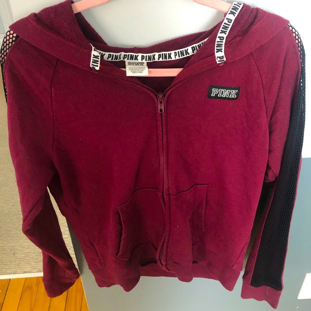 VS pink mesh bling burgundy hoodie medium rare